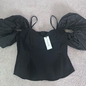 Chic Black Puff Sleeve Blouse